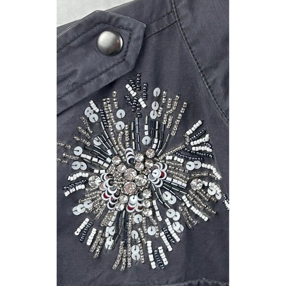 GAP Jacket "Moonless Night" Womens XS Embellished Beaded Military Field Glam - Picture 9 of 12